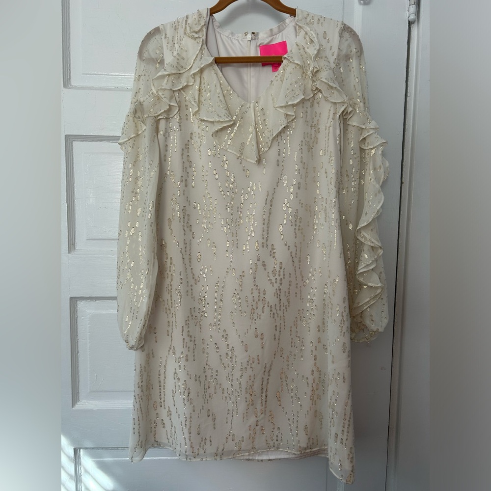 Lilly Pulitzer Belle Metallic Silk Dress size 4